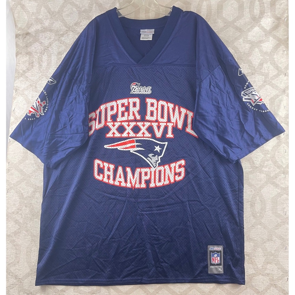 Reebok New England Patriots Super Bowl XXXVI Champions Troy Brown Jersey XL Navy